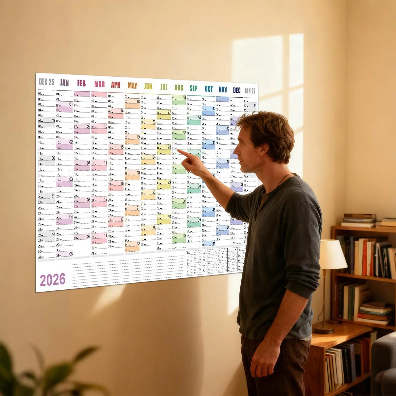 Large 2026 Wall Calendar 29x20 Inch Stickers Monthly Planner Office