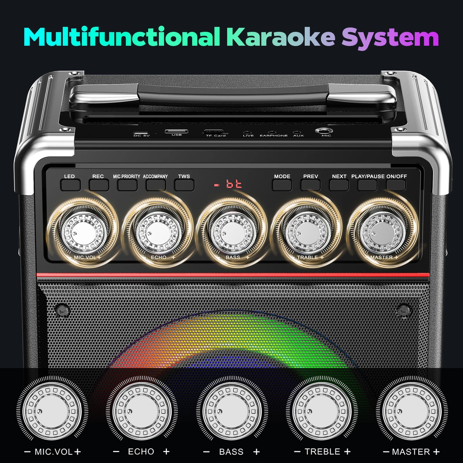 TX05 Karaoke Machine 2 Wireless Microphones Portable System Speaker