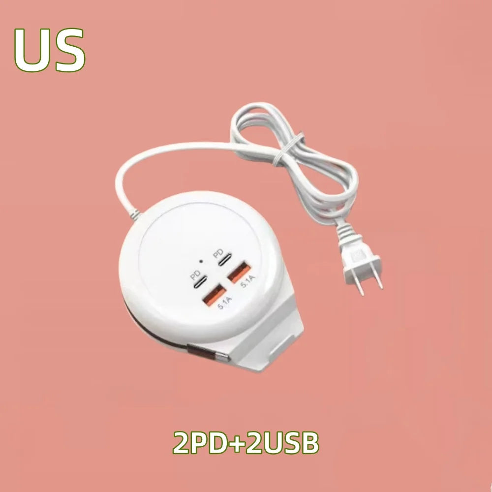 4-in-1 Fast Charger Power Strip – UK/US/EU Plugs, USB-C PD Travel Power Strip Zpaxo US 2U2C