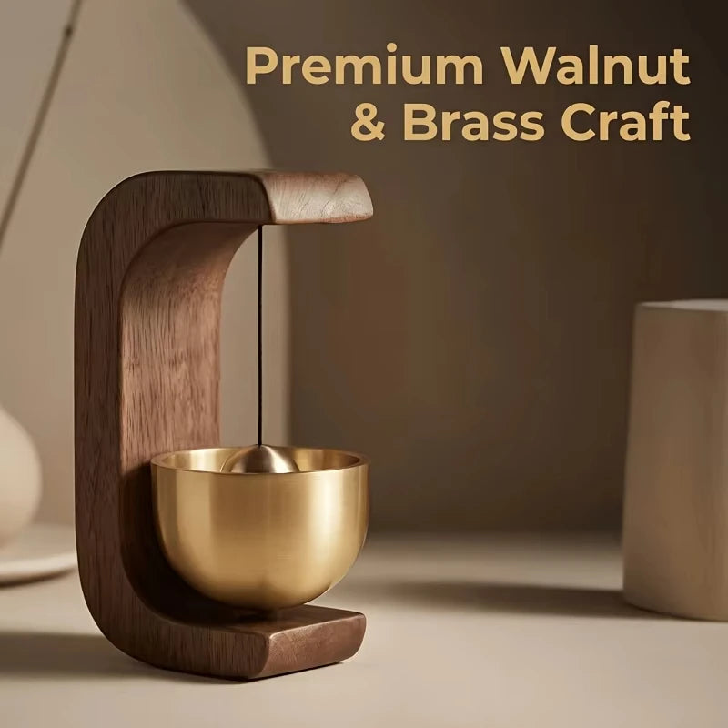 2026 New Arrival！Dopamine Home Wind-Bell Magnetic Inhalation Beech Wood Copper Bell Walnut Ornament Reminder Decorative Bell Zpaxo