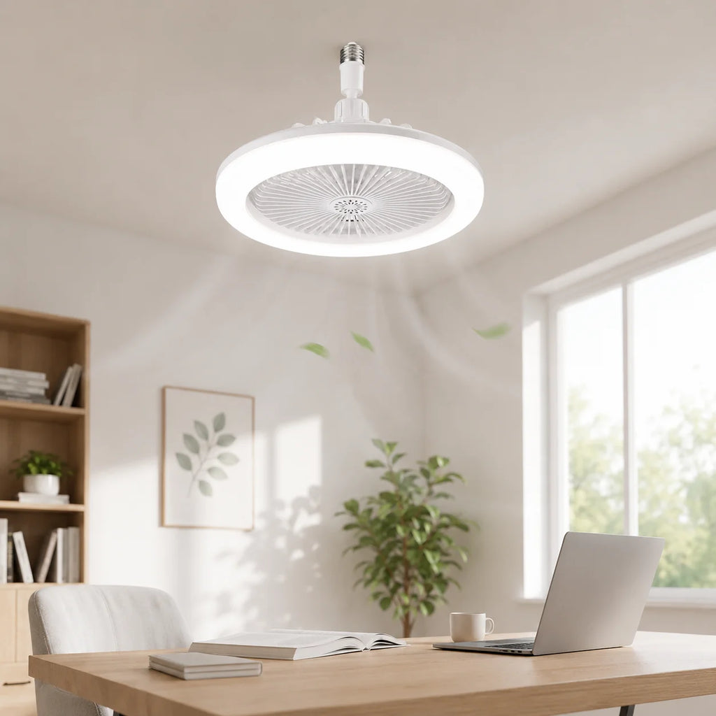 3 in 1 E27 Ceiling Fan Light with Remote Control Rotatable LED Lamp Converter Base for Bedroom Living Room Kitchen Home Decor Zpaxo