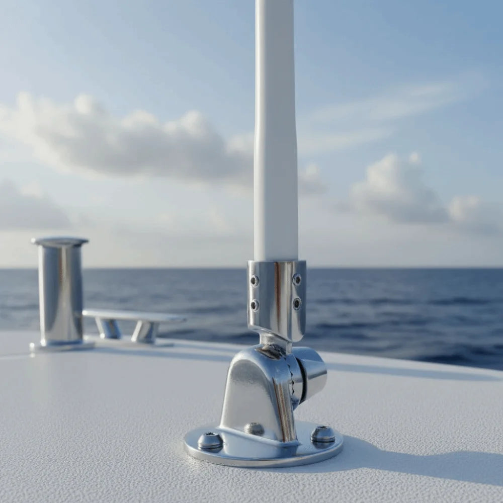 316 Stainless Steel Antenna Base 25mm Round 7/8 Inch Marine Mount Deck Base Adjustable Design Antenna Ratchet Zpaxo