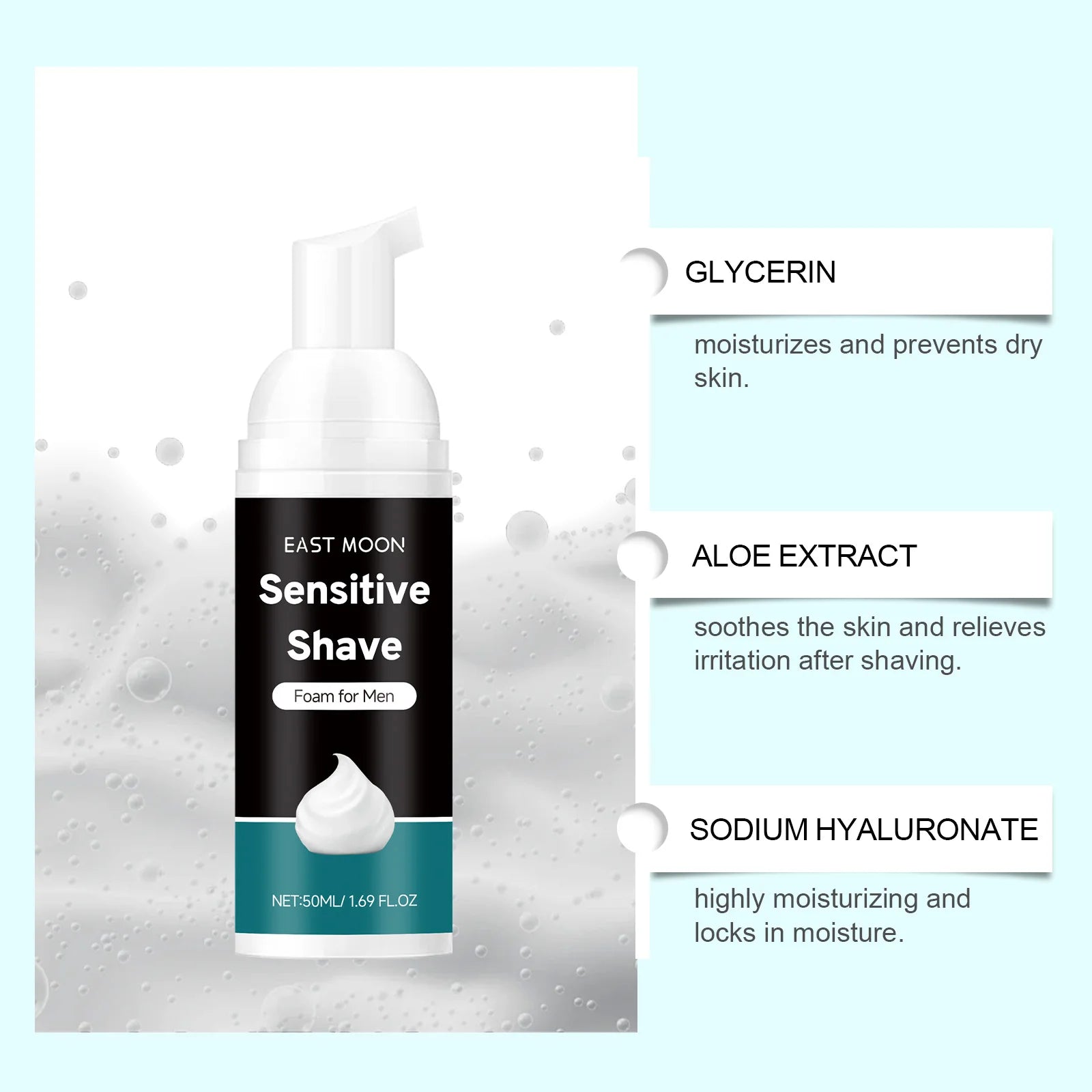 50ml Aloe Shaving Mousse for Men Keep Refresh Comfortable Softening Beard Not Irritaing Deep Cleaning Shave Skin Care Cream Zpaxo
