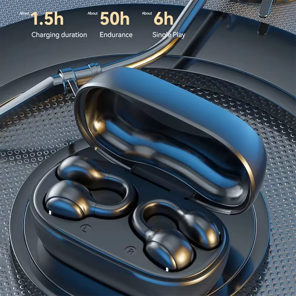 KEBIDUMEI Bluetooth 5 4 Headphones Mirror Digital Display Ear Clip