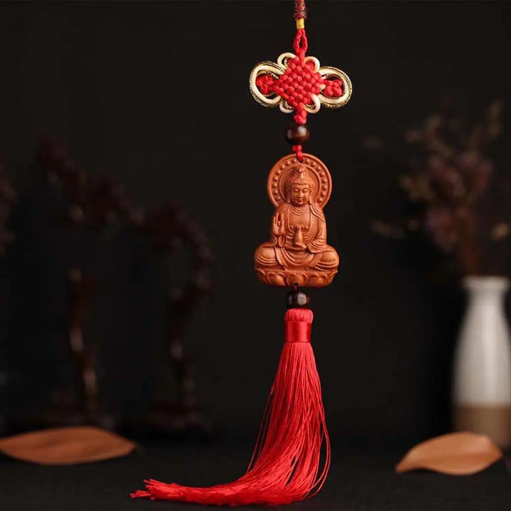 Pendant Lotus Guanyin Art Sculpture Peach Wood Car Decoration Guanyin Pendant Interior Accessories Car Pendant Car Ornaments Zpaxo