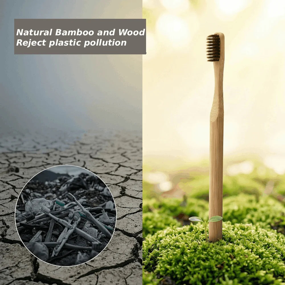 Natural Bamboo Toothbrush – Soft Charcoal Bristles | 1 or 50 Pack Bamboo Toothbrush Set Zpaxo