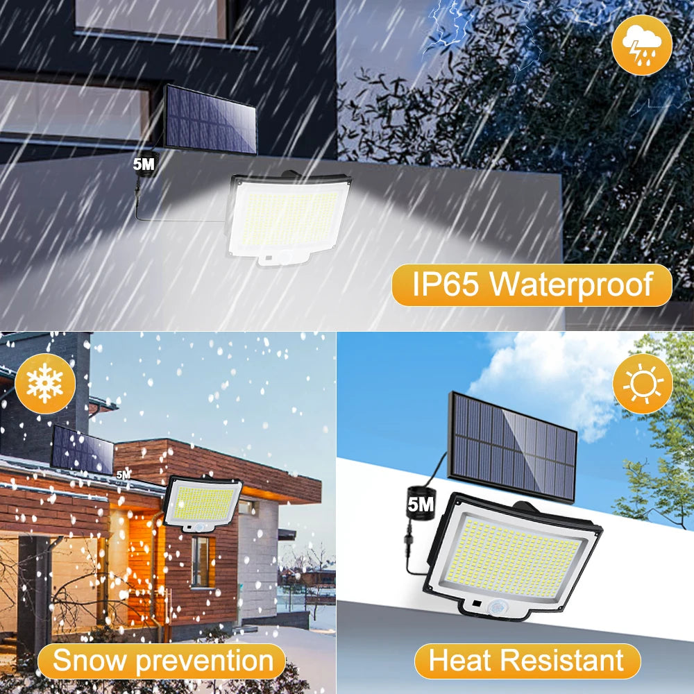 Outdoor Solar Lights 318/348LED Solar Security Lights IP65 Waterproof Motion Sensor Wall Light For Garden Fence Patio Zpaxo