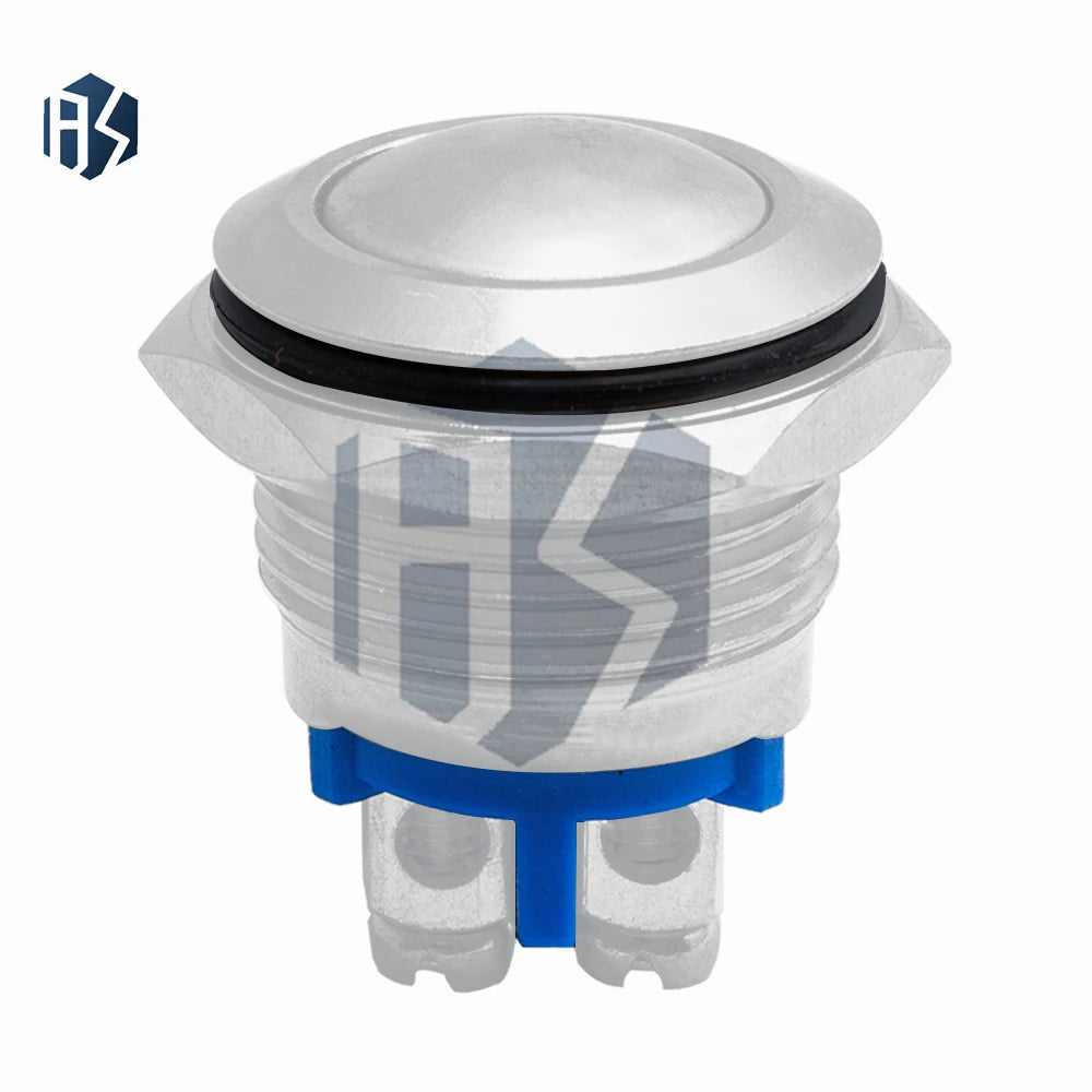 16mm metal push button waterproof nickel plated brass button switch press button reset 1NO high round momentary 16GT.F.L Zpaxo