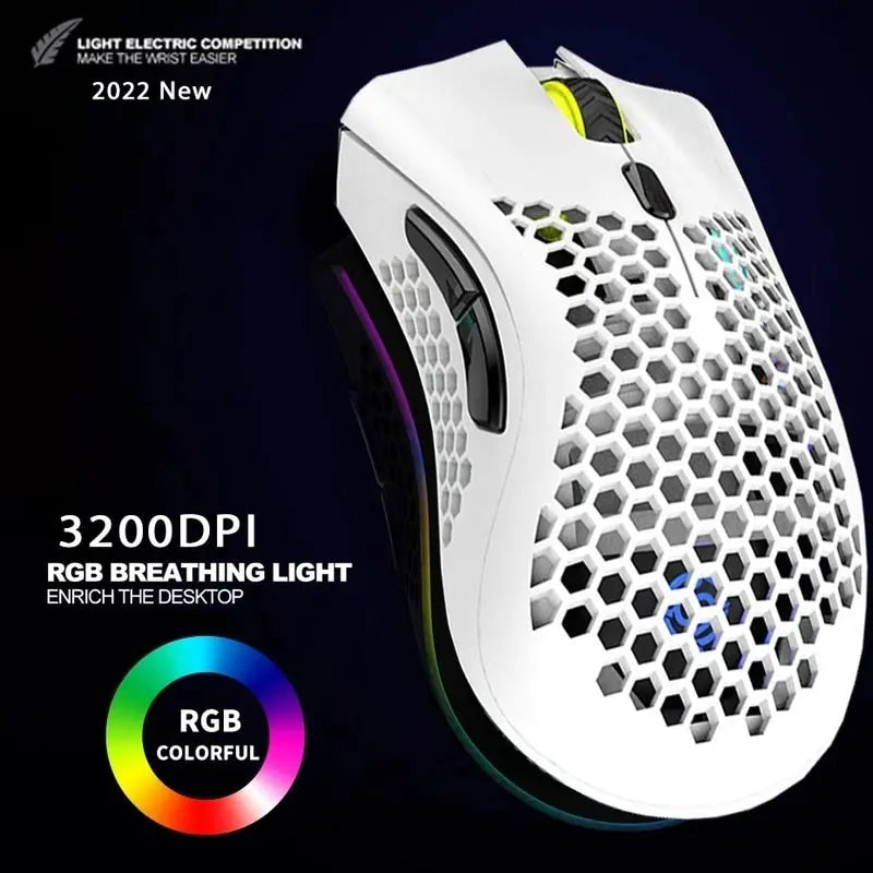 BM600 Rechargeable USB Wireless RGB Light Honeycomb Gaming Mouse Zpaxo