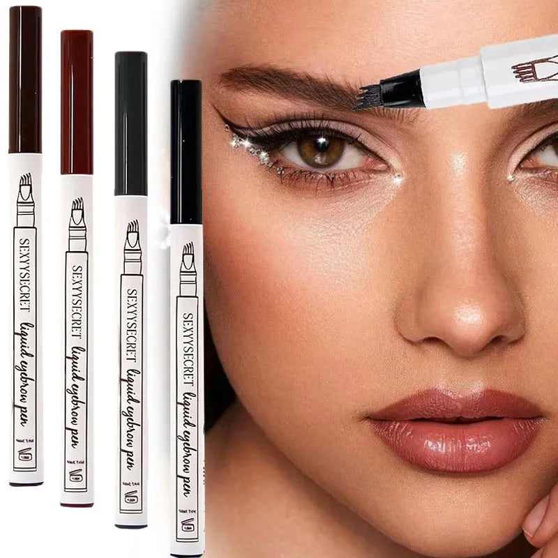 1- 4-Fork Head Eyebrow Marker Pencil Waterproof Microblading Thin