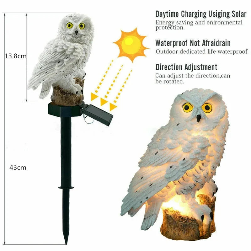 Solar Owl Statue Garden Light LED Waterproof Powered Outdoor Zpaxo