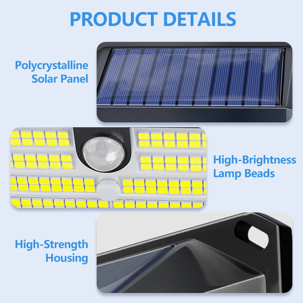 Outdoor Solar Motion Sensor Lights 468/528 LED Waterproof Solar Security Wall Lights for Garden Patio Pool Yard Fence Driveway Zpaxo