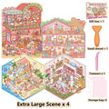 4 scene cardstock + 9 stickers + 1 tweezers + 1 small spatula + 2 pieces of storage bag + 1 gift box miniature scene combo set Zpaxo Sticker Box