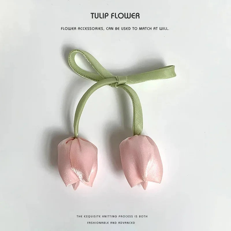10pcs Tulip Bloom Fabric Flower DIY Clothing Accessories Hair Accessories Bag Apparel Hair Clip Jewelry Components Zpaxo Pink Tulip 4Pcs