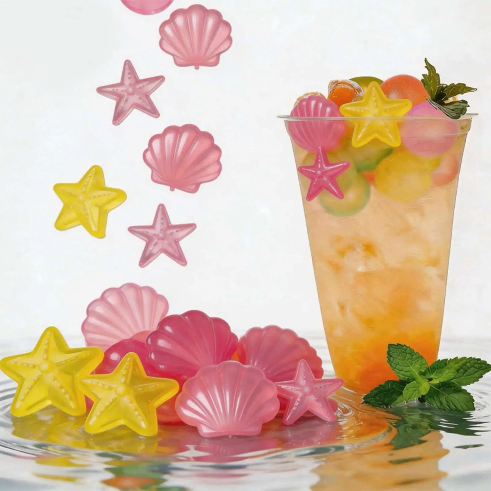 24Pcs Reusable Ice Cube Summer Colorful Outdoor Cute Star Shaped Cooling Ice Cube Mold Home Bar Whiskey Bubble Beverage Tool Zpaxo