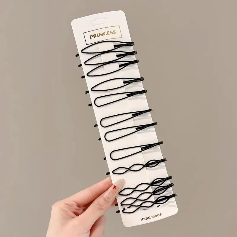 10 Matte Black Geometric Hair Pins Star Wave Square Shape Clips Daily Zpaxo A5