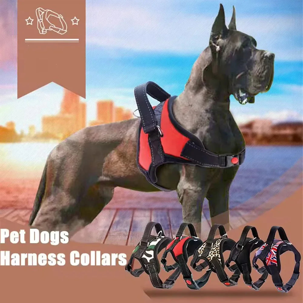 No-pull Dog Harness Leash Adjustable Comfort Fit Easy-control Handle