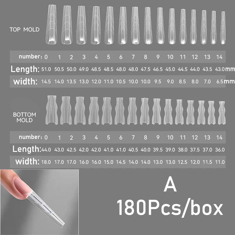 Sandwich Dual Nail Forms 180pcs 15size NEW 2025 Extensions-Dual Forms Coffin Almond Nail Forms Manicure Top Mold Bottom Mold Zpaxo F47S-F47X