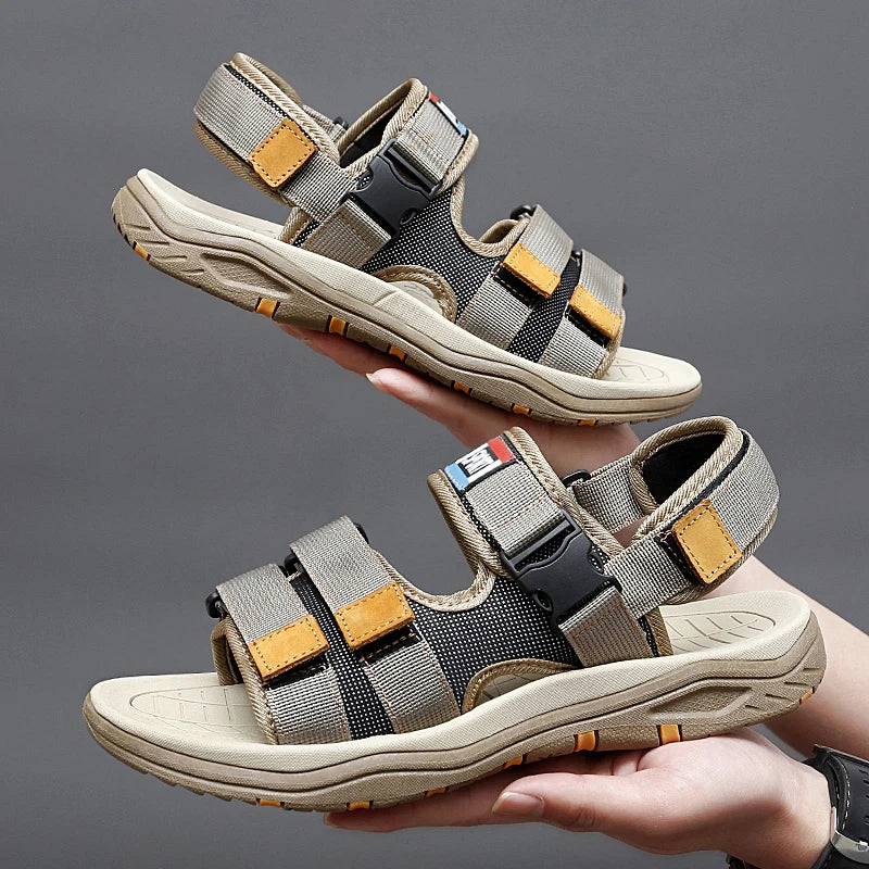 Summer Men Sandals Leather Mens Casual Shoes Outdoor Beach Roman