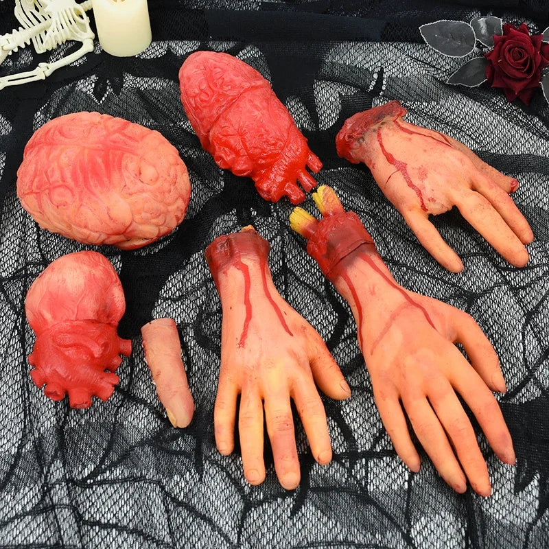 Halloween Fake Bloody Body Parts Realistic Severed Hands Legs Arms