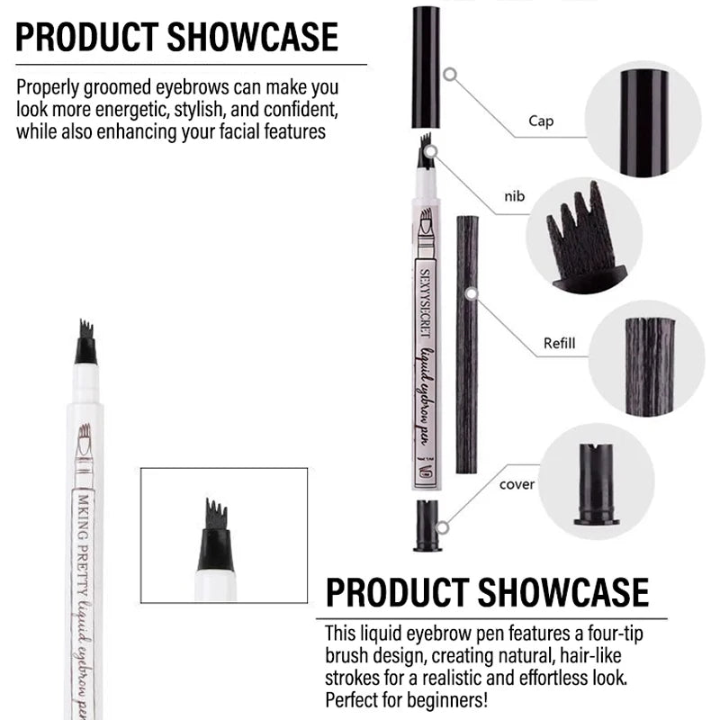 1- 4-Fork Head Eyebrow Marker Pencil Waterproof Microblading Thin