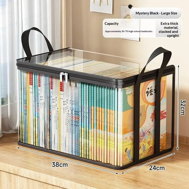 CMClear PVC Storage Box Flip-top Lid View Window Multi-use Organizer Zpaxo L Black
