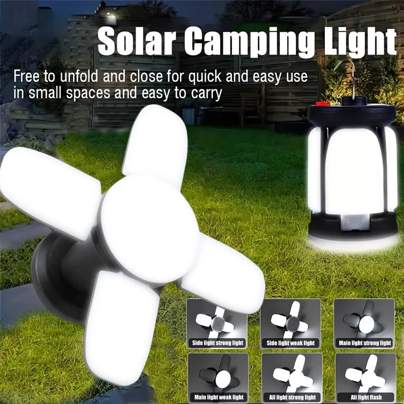 Power Solar LED Camping Lantern Rechargeable Lamp Foldable Light Zpaxo