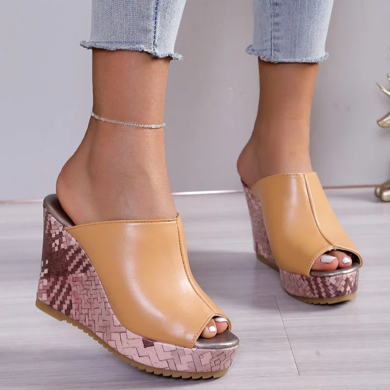 Women Heels Slippers Designer Platform Sandals Trend Comfortable 2025 Zpaxo apricot 36