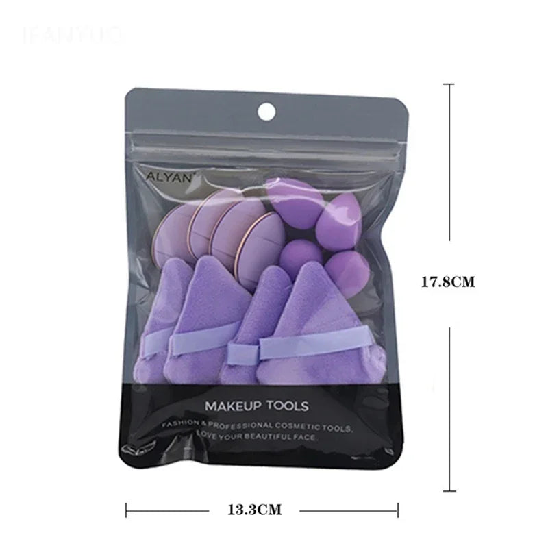 12PCS Cosmetic Puff Set Multicolor Soft Foundation Powder Makeup Sponge Egg Pink Purple Puff Makeup Tools Accessories Wholesale Zpaxo