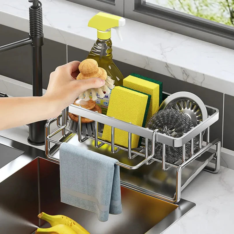 Kitchen Sponge Holder Stainless Steel Sink Drain Rack Soap Drainer Towel Rack Shelf Organizer bathroom Storage Accessories Zpaxo