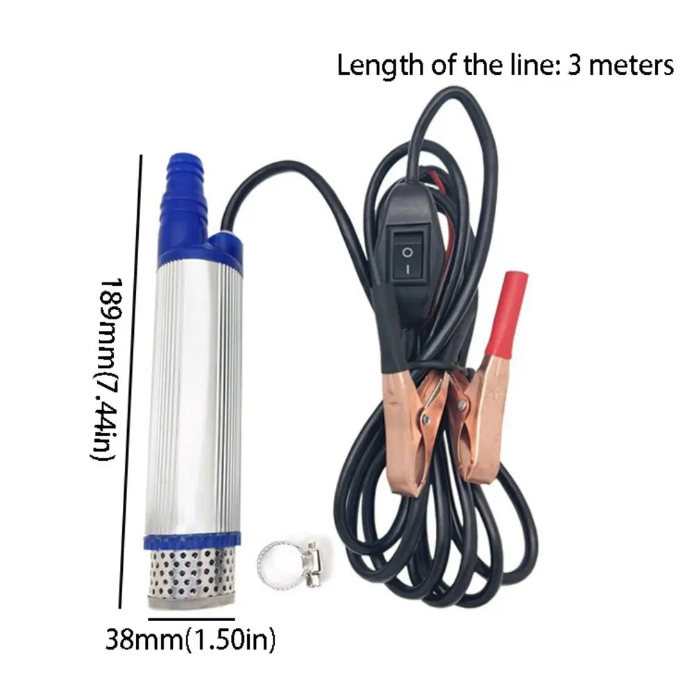 12V 24V Electric Car Pump 38mm Mini Electric Submersible Pump Portable Design 35L/min Portable Mini Pump Outdoor Activities Zpaxo