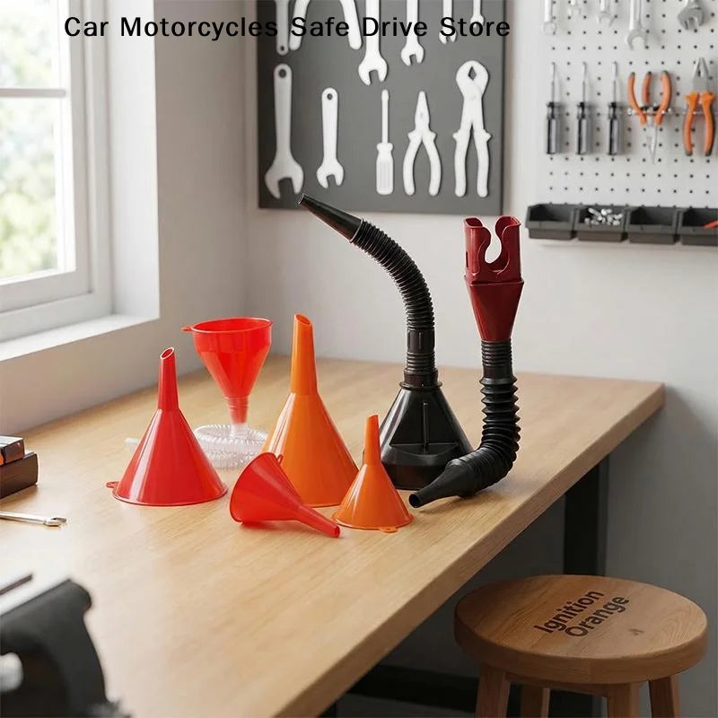 CM8-Pieces Car Plastic Funnel Wide-mouth Fuel Oil Multi-purpose