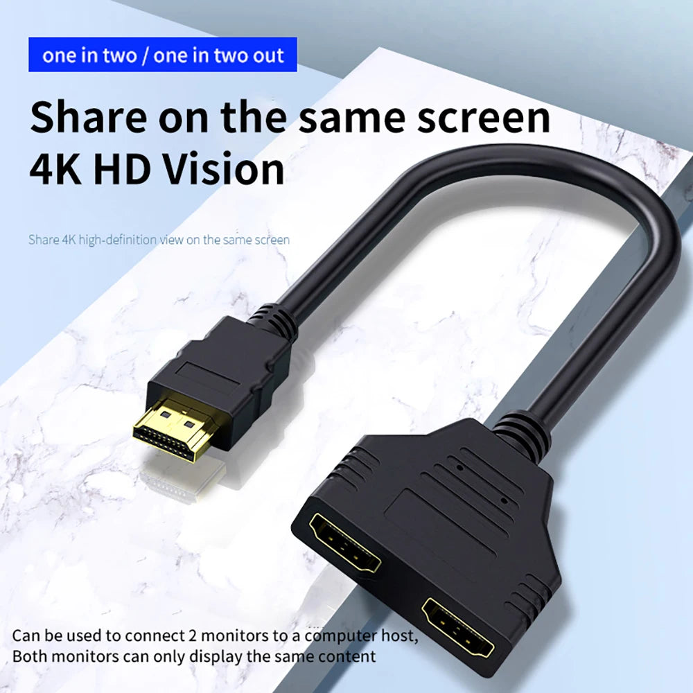 HDMI Splitter Cable 1 in 2 Out – 30cm 1080p Adapter HDMI Splitter Cable Zpaxo