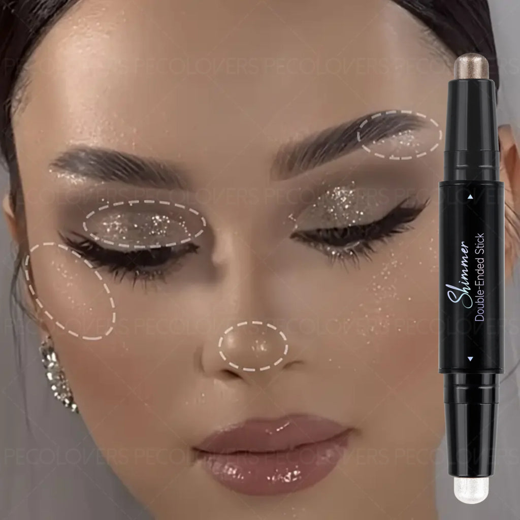 1PC Shimmer Colorful Double-Ended Glitter Eyeshadow Stick - Waterproof, High Pigmented, Long-Lasting, For Eyelids & Eye Creases Zpaxo