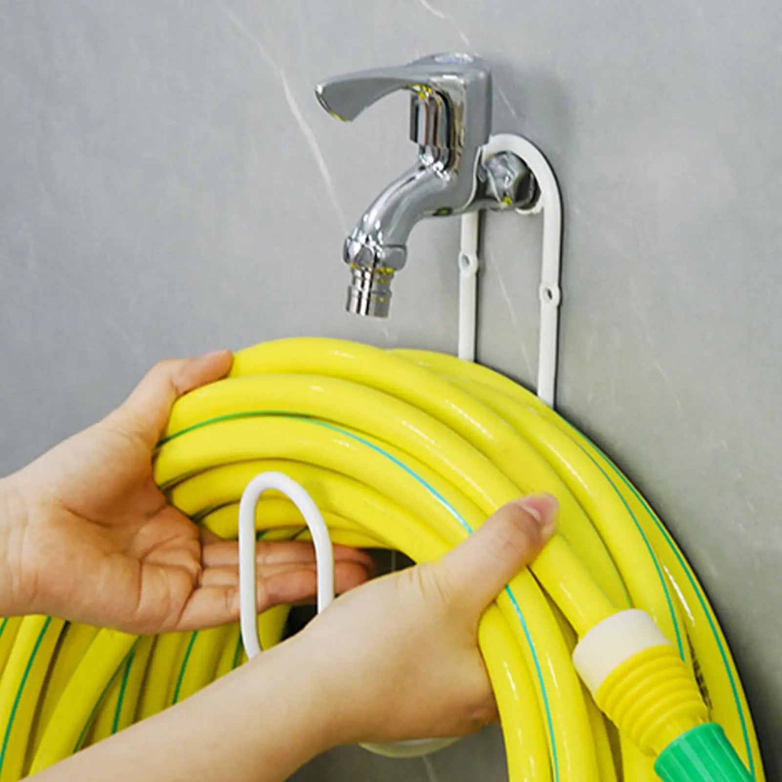 Garden Hose Holder Heavy-Duty Metal Wall-Mounted Outdoor Storage Water Hose Hanger for Garage Backyard Yard Fence House Pool Zpaxo