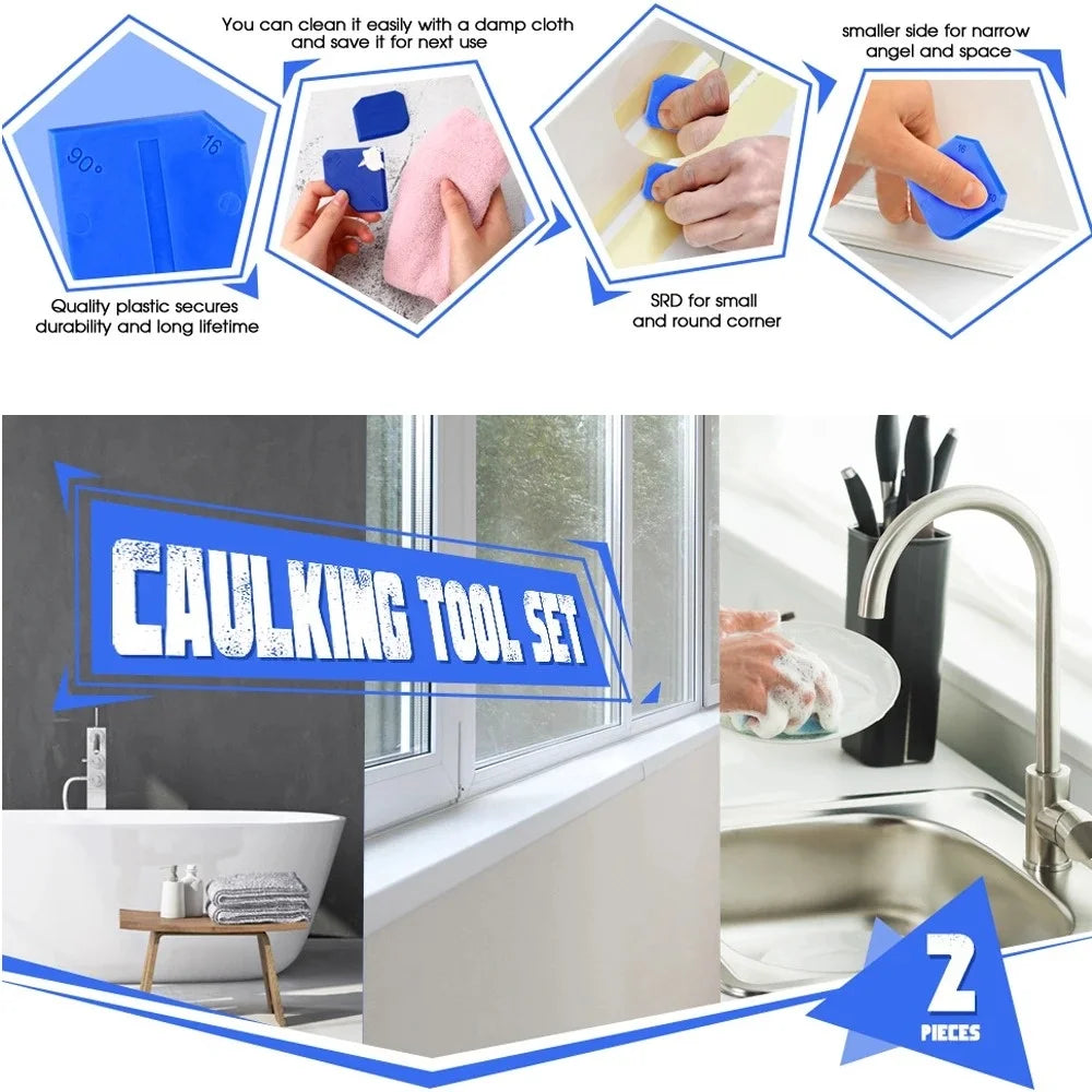 4-Piece Silicone Caulking Tool Set – Sealant Finisher & Scraper Caulking Tool Set Zpaxo