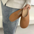 Elegant Women Mules Shoe Solid Leather Summer Slippers Outdoor Casual Zpaxo Dark Khaki 38(Foot 24cm) China Mainland