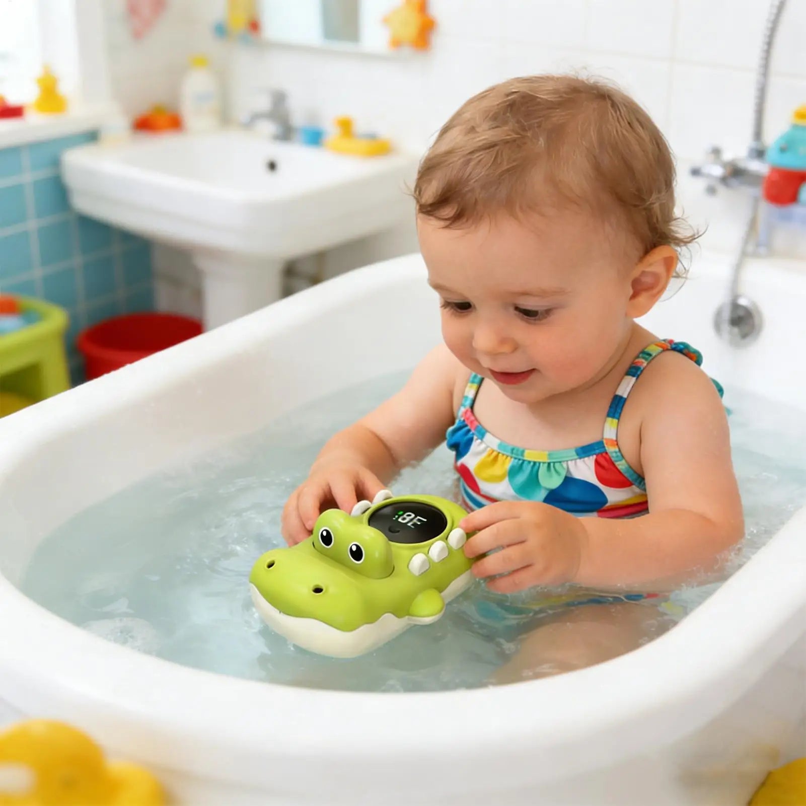Animal Bath Toys Waterproof With LED Display And 3 Color Backlit Bath Tub Toys Water Temperature Detector For Bathtub Swimming Zpaxo