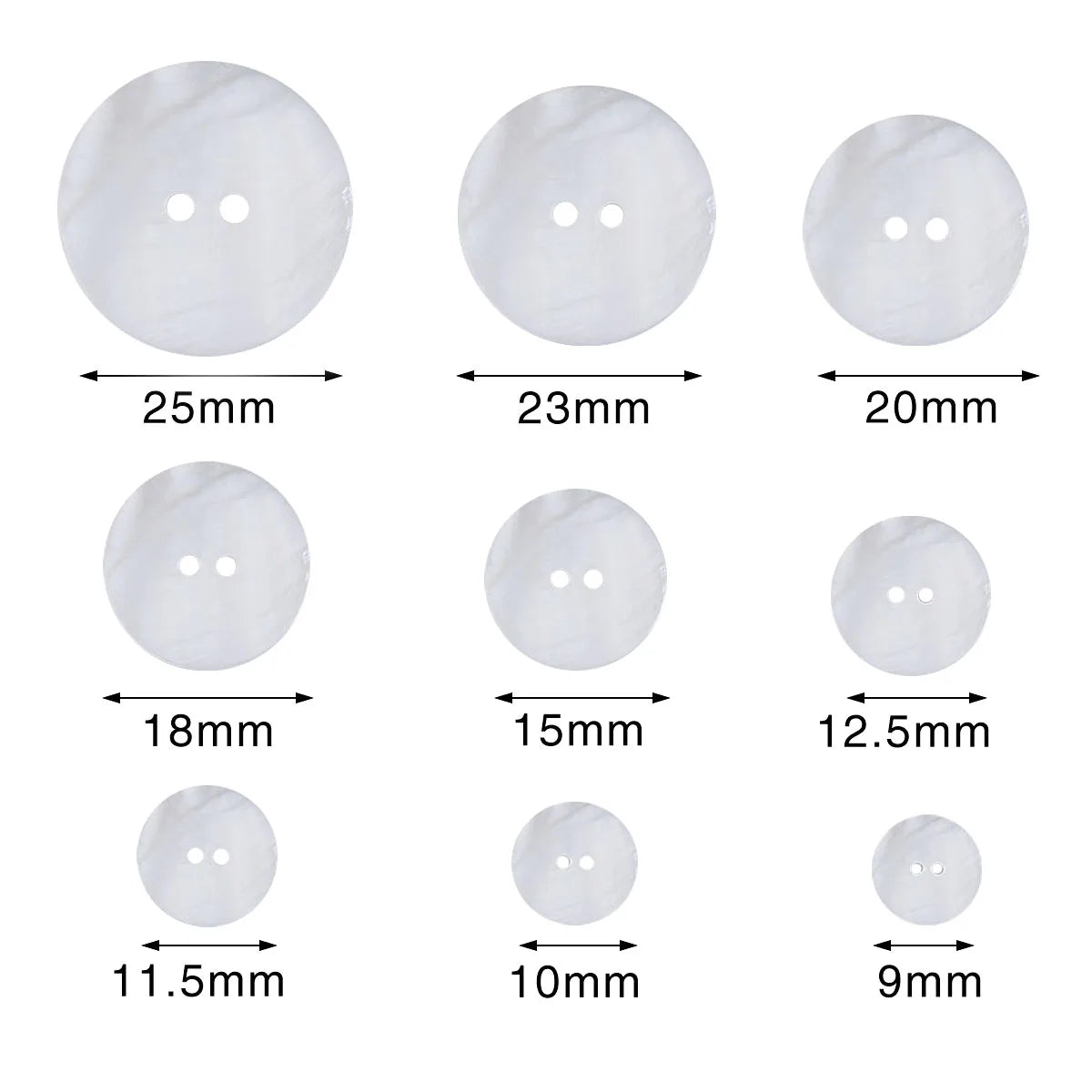 Mutil-Size Pearl Shell Buttons for Clothing Sewing Accessories DIY Crafts Garment Decoration Round 2 Hole Shell Button Zpaxo