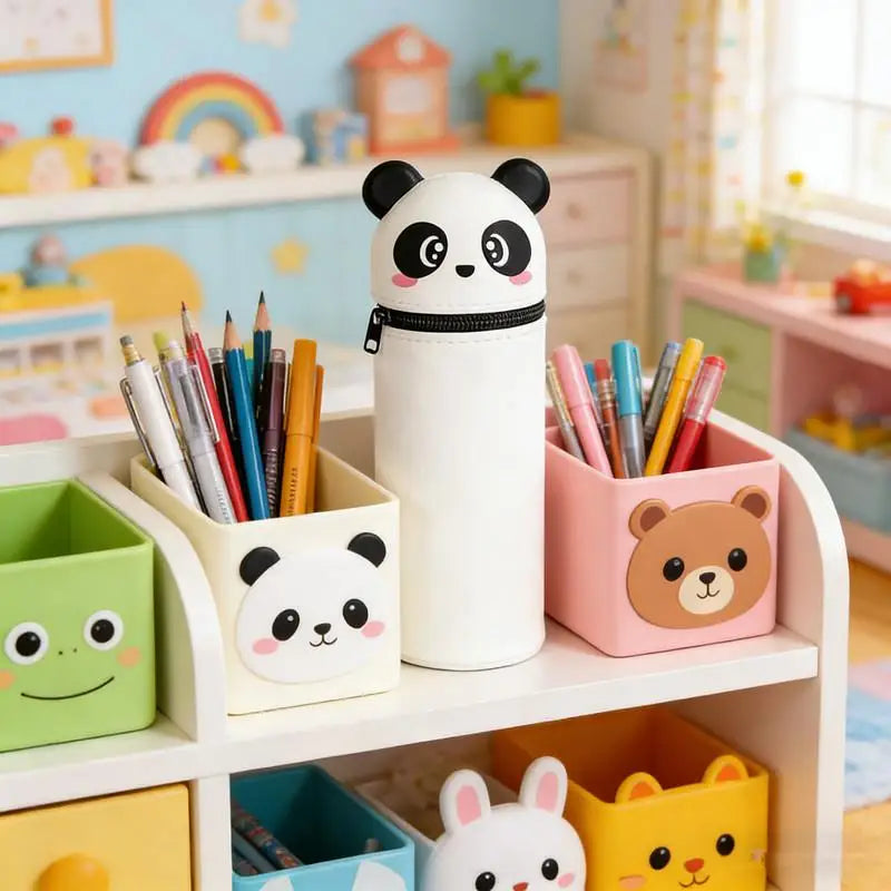 Panda Telescoping Silicone Pencil Case – High-Capacity Pen Holder
