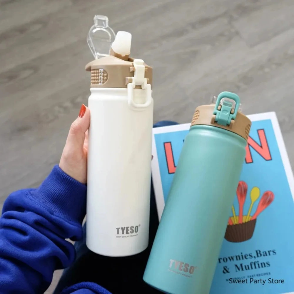 Stainless Steel Vacuum Flask Straw Car Thermal Cup Sports Water