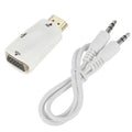 HD 1080P HDMI-compatible VGA Cable Converter Adapter Jack Audio Zpaxo WHITE