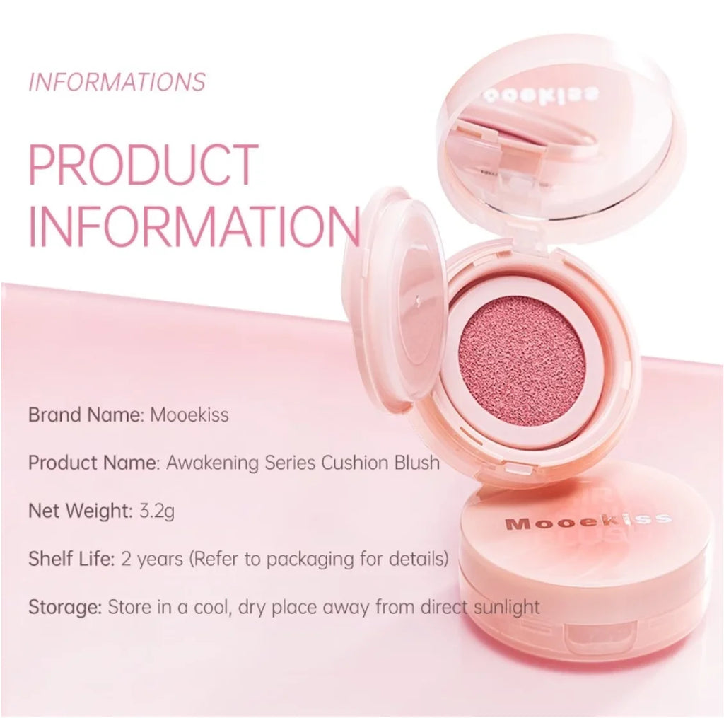 Mooekiss Cushion Blush Matte Finish Natural Nude Shades Moisturizing Yet Non-Oily Compact & Lightweight Original Makeup Cosmetic Zpaxo