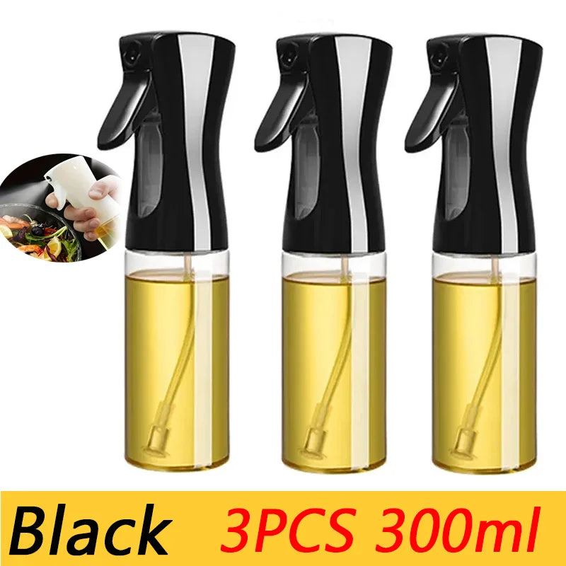 Oil Spray Oil Sprayer Bottle Plastic Household Kitchen Nebulizing Mist Filling Cooking Dual Use BBQ Camping Bbq Accessories Zpaxo 3pcs-300ml black