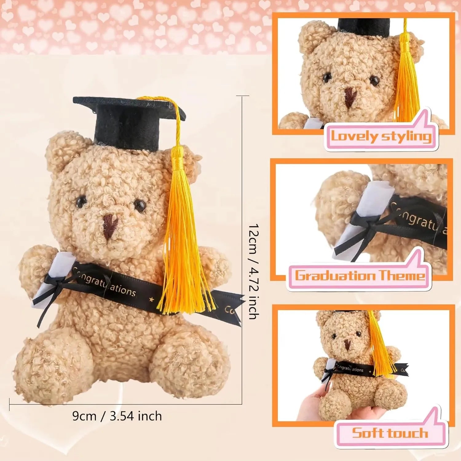 Graduation Bear Plush Bears Pink Stuffed Graduate Student Souvenir