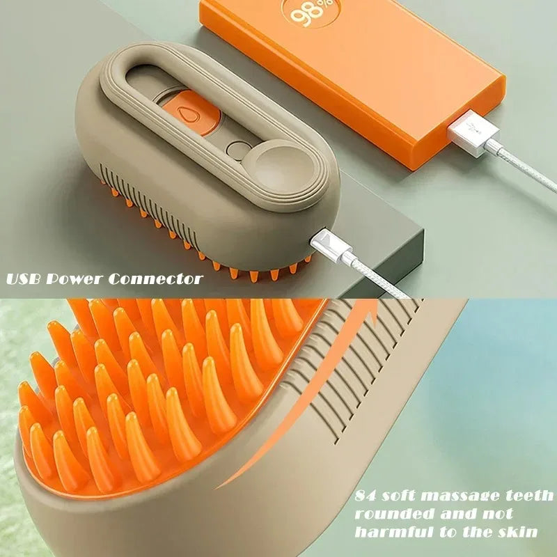 3 in 1 Pet Electric Steam Brush Cat and Dog Cleaning Spray Massage Grooming Comb Retractable Handle Pet Hair Removal BeautyBrush Zpaxo