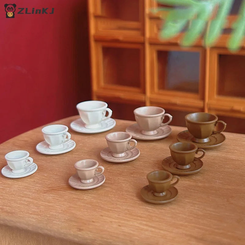 ▶Miniature Afternoon Tea Scene Decoration Doll Accessories Toys Dollhouse French Mini Coffee Cup And Saucer Kit Zpaxo