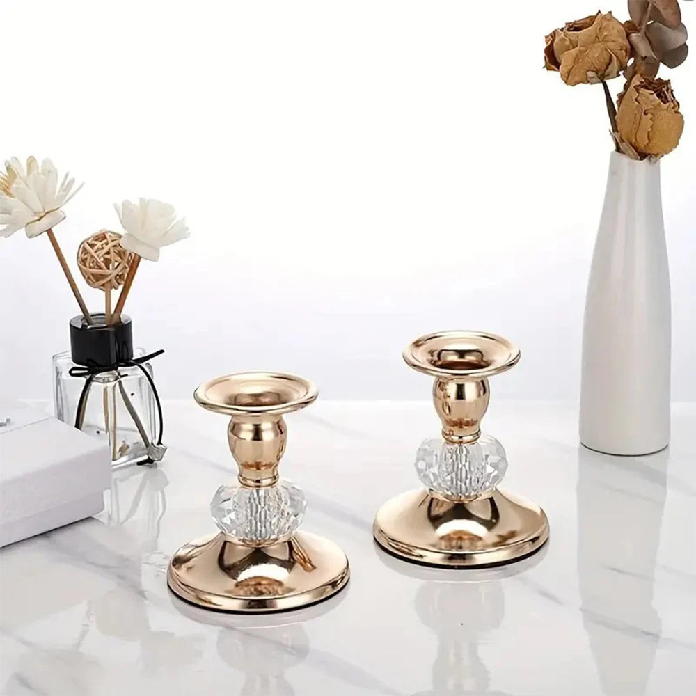 1PC Metal Crystal Candlestick Holder for Candle Light Dinner Table Birthday Wedding Party Home Tabletop Decoration Zpaxo