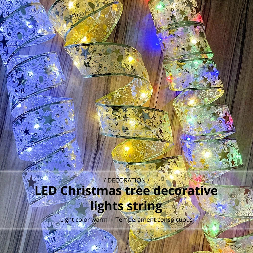 Warm White LED Ribbon Fairy String Lights – Gold Christmas Décor LED Fairy String Lights Zpaxo