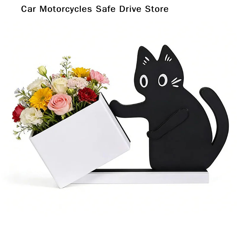 Funny Cat Pushing Box Storage Cute Desk Decorative Pen Holder